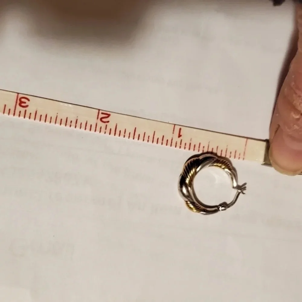 Vintage sterling and brass hoop earrings‎